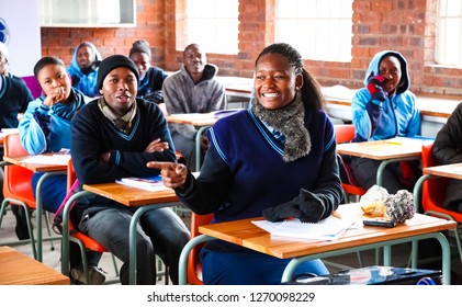 Johannesburg, South Africa - July 29 2011: African High School Children In Classroom Lesson