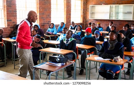 Johannesburg, South Africa - July 29 2011: African High School Children In Classroom Lesson