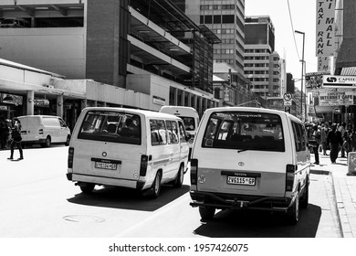 JOHANNESBURG, SOUTH AFRICA - Mar 13, 2021: Johannesburg, South Africa - October 17 2012: Mini Bus Taxi On Streets Of Johannesburg