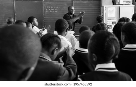 JOHANNESBURG, SOUTH AFRICA - Mar 13, 2021: Johannesburg, South Africa, October 26, 2011, African Children In Primary School Classroom