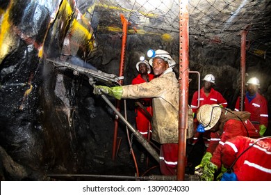 Johannesburg, South Africa - May 23 2011: Underground Platinum Palladium Mining and Equipment