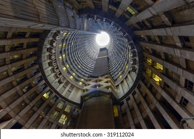 Johannesburg, South Africa - May 25, 2015: Ponte City Building at sunset. Ponte City is a famous skyscraper in the Hillbrow neighbourhood of Johannesburg.