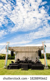 Johannesburg, South Africa - November 25, 2012: Small Outdoor Concert Venue Stage And Lighting In A Empty Field