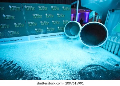 JOHANNESBURG, SOUTH AFRICA - Oct 14, 2021: An Ice Palace Themed Bar And Decor At Drake Music Concert