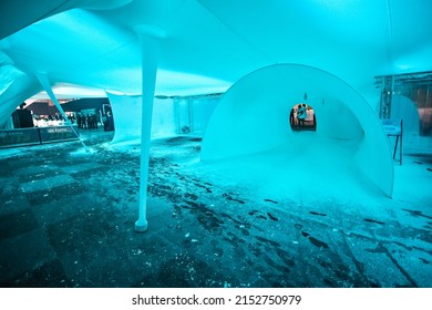 JOHANNESBURG, SOUTH AFRICA - Oct 14, 2021: A Shot Of An Ice Palace-themed Bar And Decor At Drake Music Concert 