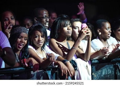 JOHANNESBURG, SOUTH AFRICA - Oct 14, 2021: A Closeup Of The Fans Upfront At Drake Music Concert