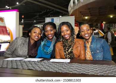 JOHANNESBURG, SOUTH AFRICA - Oct 15, 2021: A beautiful shot of visitors standing in line at Food and Wine Expo