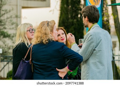 JOHANNESBURG, SOUTH AFRICA - Oct 25, 2021: A beautiful shot of VIP guests mingling at outdoor social event