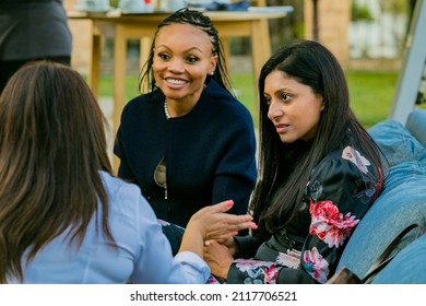 JOHANNESBURG, SOUTH AFRICA - Oct 25, 2021: Johannesburg, South Africa - August 15, 2018: VIP guests mingling at outdoor social event