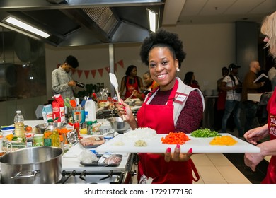 Johannesburg, South Africa - October 05, 2017: Young African Women Learning To Cook And Bake At A Cooking Class