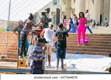 Johannesburg, South Africa - October 09 2018: Behind The Scenes Of A Television Advert Film Set On Location At A University Campus