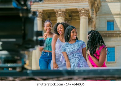 Johannesburg, South Africa - October 09 2018: Behind The Scenes Of A Television Advert Film Set On Location At A University Campus