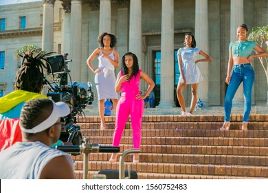 Johannesburg, South Africa - October 09 2018: Behind The Scenes Of A Television Advert Film Set On Location At A University 