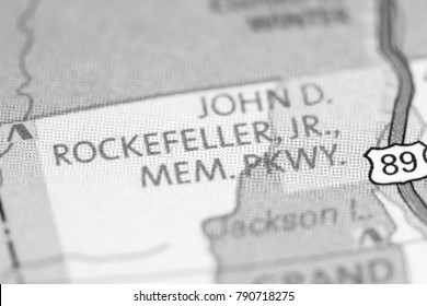 John D. Rockefeller Jr. Memorial Parkway. Wyoming. USA On A Map.