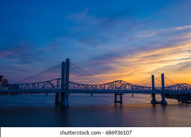 John F. Kennedy Memorial Bridge And The Abraham Lincoln Bridge At Sunset