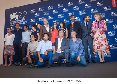 John Hawkes, Jason Clarke, Emily Watson, Josh Brolin, Baltasar Kormakur and Jake Gyllenhaal attend the 'Everest' photocall during the 72nd Venice Film Festival on September 2, 2015 in Venice, Italy.