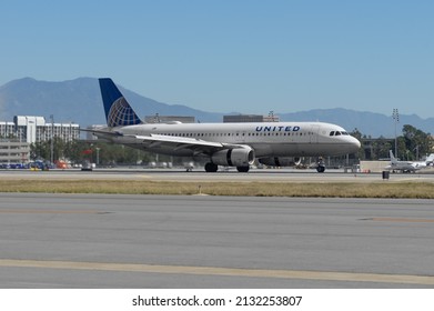 John Wayne Airport, California, USA - February 19, 2022: image of United Airlines Airbus A320-232 with registration N456UA shown taxiing.