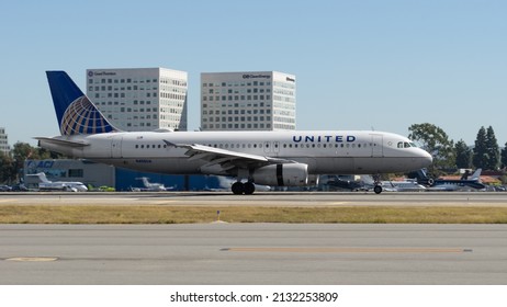 John Wayne Airport, California, USA - February 19, 2022: image of United Airlines Airbus A320-232 with registration N456UA shown taxiing.
