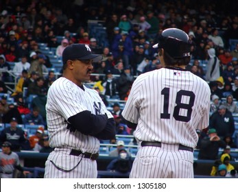 Johnny Damon With First Base Coach