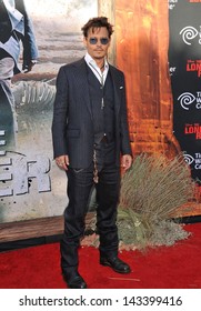 Johnny Depp at the world premiere of his new movie "The Lone Ranger" at Disney California Adventure. June 22, 2013  Anaheim, CA