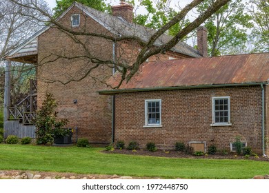 Johnsborough, Tennessee, USA - May 2, 2021:  Historical Cherokee Creek Farm House Built In 1830. 