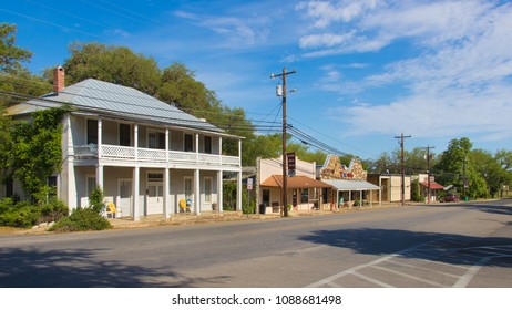 JOHNSON CITY TEXAS - APRIL 25 2018: A Side Street And A Rural Texas Town