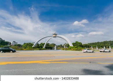 Johor Bahru, Malaysia - May 18,2019 : Beautiful Iconic Johor Landmark And New Tourist Attraction, Sultan Of Johor, Sultan Ibrahim ,  Palace Entrance.