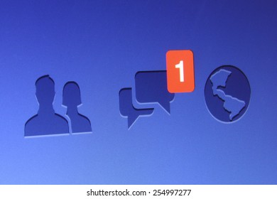 Johor, Malaysia - Jun 17, 2014: Facebook Message Icon On Computer Monitor, Facebook Is A Popular Free Social Networking Website In The World, Jun 17, 2014 In Johor, Malaysia.