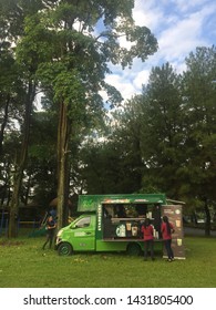 Johor, Malaysia - Jun 23, 2019 : Starbuck Coffe Mobile Food Station, Using Food Truck