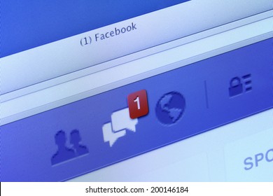 Johor, Malaysia - May 06, 2014: Facebook Notifications And Message On Computer Screen. Facebook Is The World's Largest Social Network, May 06, 2014 In Johor, Malaysia.