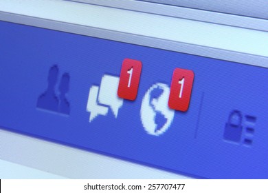 Johor, Malaysia - May 06, 2014: Facebook Notifications And Message On Computer Screen. Facebook Is The World's Largest Social Network, May 06, 2014 In Johor, Malaysia.