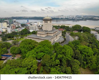 Johor, Malaysia - May 12,2019 : Aerial view of Bukit Timbalan also known as Bangunan Sultan Ibrahim in Johor Bahru.