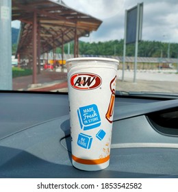 Johor, Malaysia Nov 2020: A&W Rootbeer Float Drink. Selective Focus. Image May Contain Noise Or Grain Due To Low Light. 