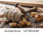 joiner tools on wood table background