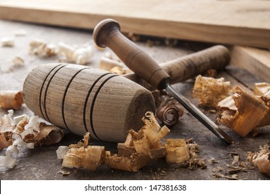 joiner tools on wood table background