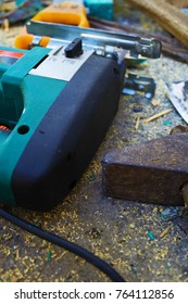 Joiner's tools set. Real work background.