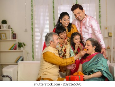 Joint Family Celebrating Festival At Home