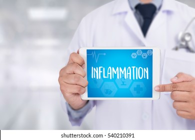 Joint inflammation concept ,  Inflammation - Medical Report , lymph glands , allergies. dermatology. 