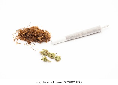 Joint With Marijuana And Tobacco Isolated On White Background