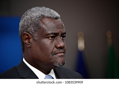 Joint Press Point EU Commissioner Federica Mogherini And Moussa Faki Mahamat, Chairperson Of The African Union Commission In Brussels, Belgium On May 15, 2017