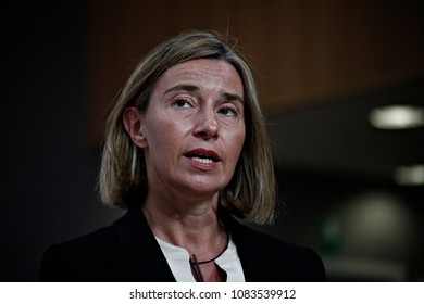 Joint Press Point EU Commissioner Federica Mogherini And Moussa Faki Mahamat, Chairperson Of The African Union Commission In Brussels, Belgium On May 15, 2017