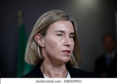 Joint Press Point EU Commissioner Federica Mogherini And Moussa Faki Mahamat, Chairperson Of The African Union Commission In Brussels, Belgium On May 15, 2017