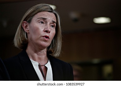 Joint Press Point EU Commissioner Federica Mogherini And Moussa Faki Mahamat, Chairperson Of The African Union Commission In Brussels, Belgium On May 15, 2017