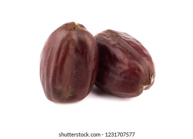 Jojoba Seed Or Nut (Simmondsia Chinensis). Isolated On White Background.