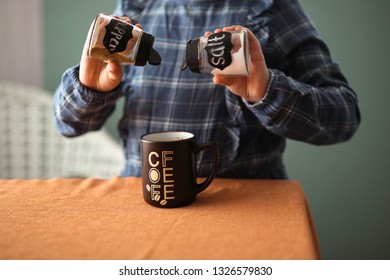 Joke Insidious Baby Girl Pours Salt And Pepper In Mug With Coffee, April Fool's Day