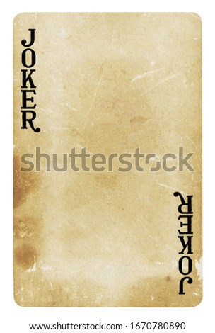 Joker Vintage playing card - isolated on white (clipping path included)