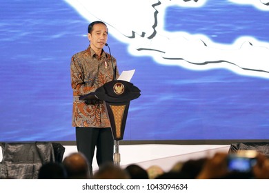 Joko Widodo President Of Indonesia In National Working Meeting Chamber Of Commerce And Industry In Indonesia At Ritz Hotel Mega Kuningan Jakarta On October 2017.