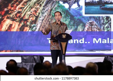 Joko Widodo President Of Indonesia In National Working Meeting Chamber Of Commerce And Industry In Indonesia At Ritz Hotel Mega Kuningan Jakarta On October 2017.