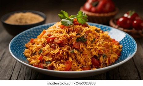 Jollof Rice: West African rice dish cooked with tomatoes and spices.
 - Powered by Shutterstock