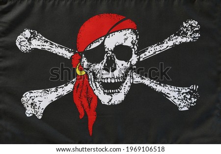Jolly Roger pirate flag close-up